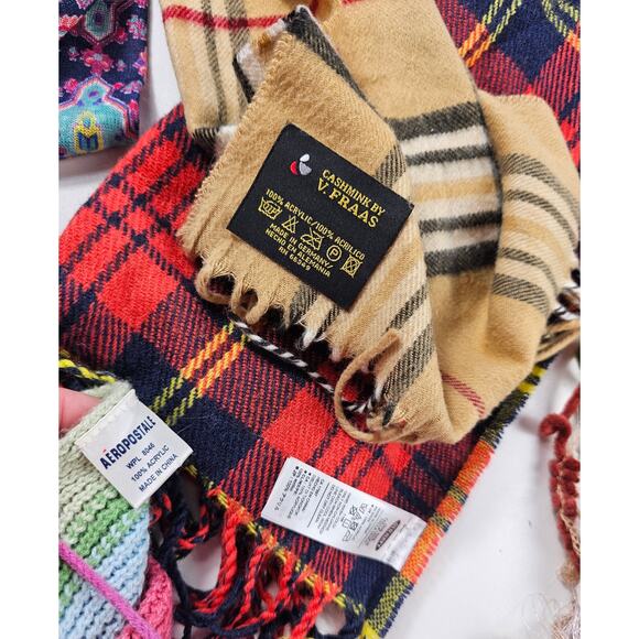 Lot of 5 winter scarves multi colored boho warm colorful one infinity EUC - Picture 4 of 4